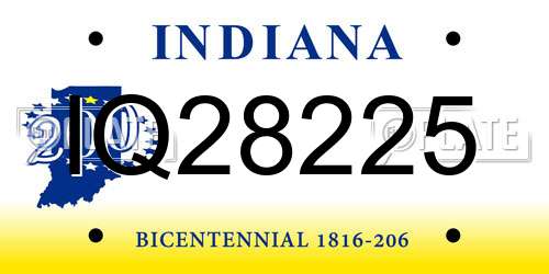 IQ28225 Indiana License Plate