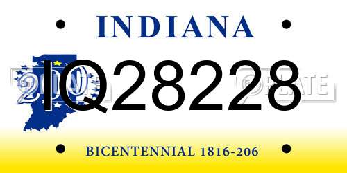 IQ28228 Indiana License Plate