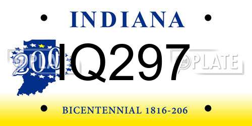 IQ297 Indiana License Plate