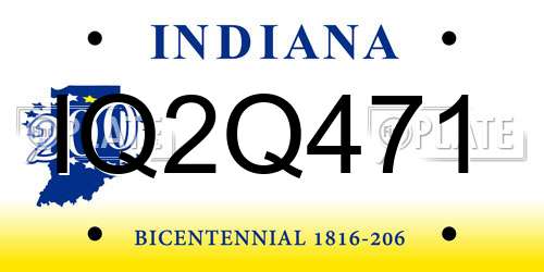 IQ2Q471 Indiana License Plate