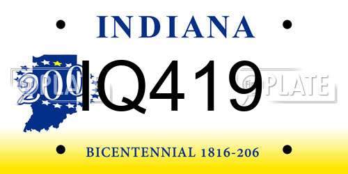 IQ419 Indiana License Plate