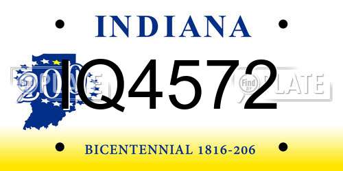 IQ4572 Indiana License Plate