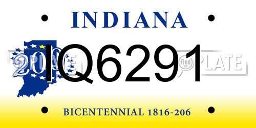 IQ6291 Indiana License Plate