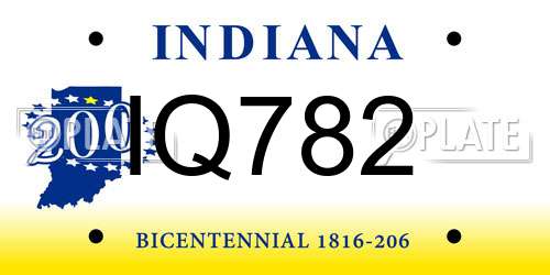 IQ782 Indiana License Plate