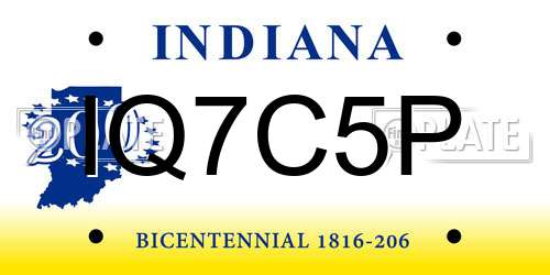 IQ7C5P Indiana License Plate