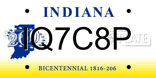 IQ7C8P Indiana License Plate