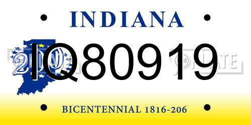 IQ80919 Indiana License Plate