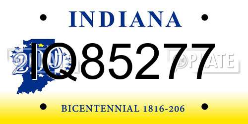 IQ85277 Indiana License Plate