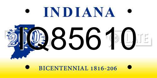 IQ85610 Indiana License Plate