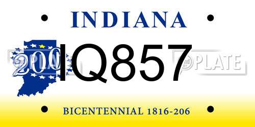 IQ857 Indiana License Plate