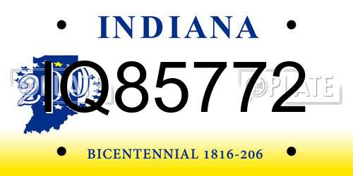 IQ85772 Indiana License Plate