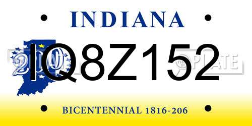 IQ8Z152 Indiana License Plate