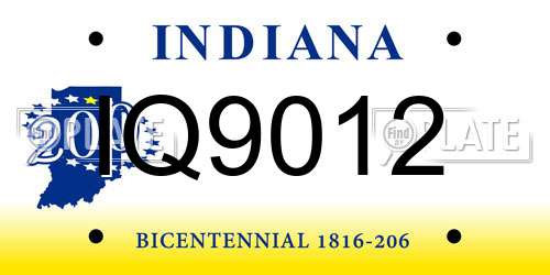 IQ9012 Indiana License Plate