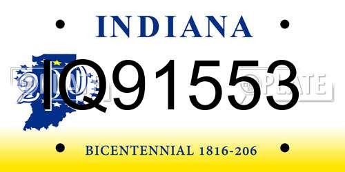 IQ91553 Indiana License Plate