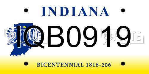 IQB0919 Indiana License Plate