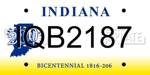 IQB2187 Indiana License Plate