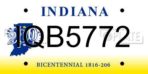 IQB5772 Indiana License Plate