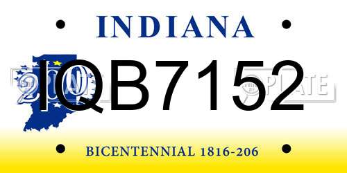 IQB7152 Indiana License Plate