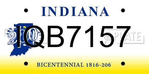 IQB7157 Indiana License Plate