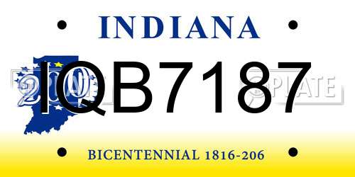IQB7187 Indiana License Plate