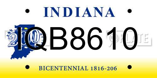 IQB8610 Indiana License Plate