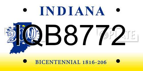 IQB8772 Indiana License Plate