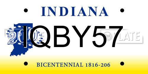 IQBY57 Indiana License Plate