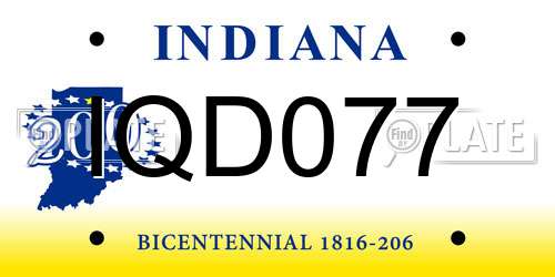 IQD077 Indiana License Plate