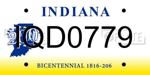 IQD0779 Indiana License Plate