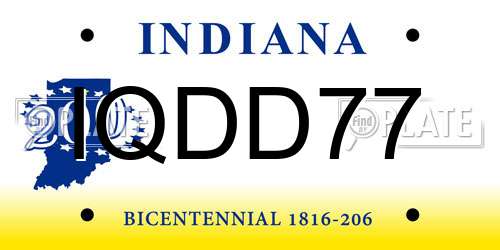 IQDD77 Indiana License Plate