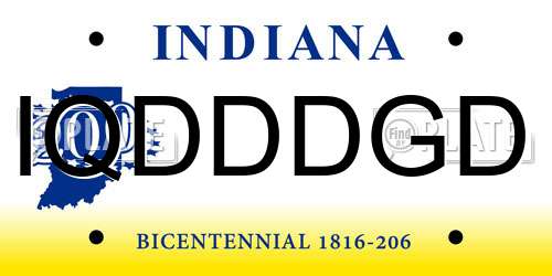IQDDDGD Indiana License Plate