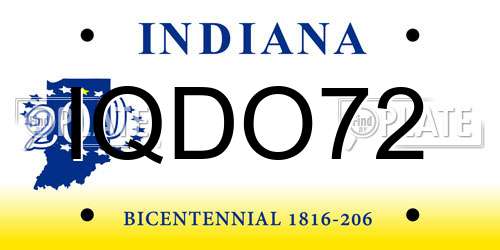 IQDO72 Indiana License Plate