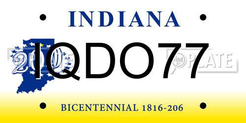 IQDO77 Indiana License Plate