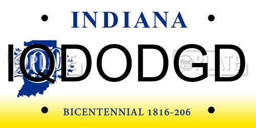 IQDODGD Indiana License Plate