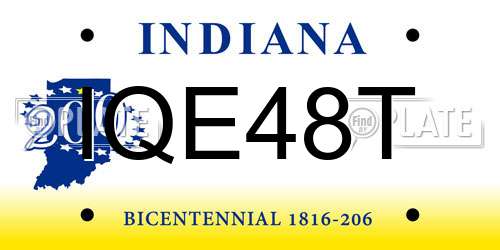 IQE48T Indiana License Plate