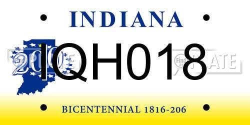 IQH018 Indiana License Plate