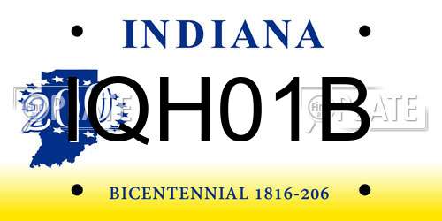 IQH01B Indiana License Plate