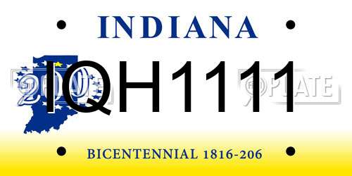 IQH1111 Indiana License Plate
