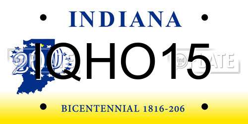 IQHO15 Indiana License Plate