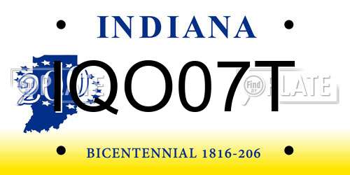 IQO07T Indiana License Plate