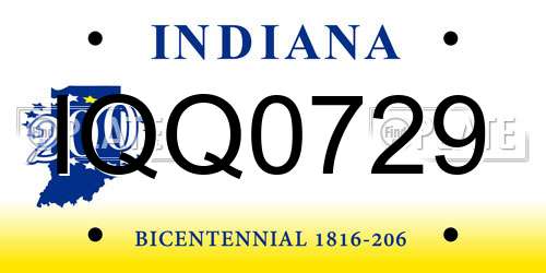 IQQ0729 Indiana License Plate