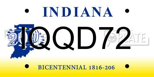 IQQD72 Indiana License Plate
