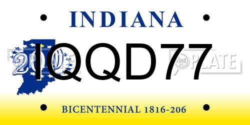 IQQD77 Indiana License Plate