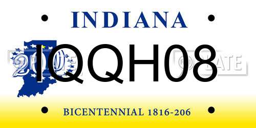 IQQH08 Indiana License Plate