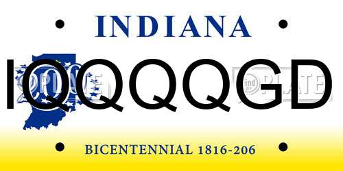 IQQQQGD Indiana License Plate