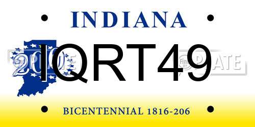 IQRT49 Indiana License Plate