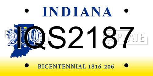 IQS2187 Indiana License Plate