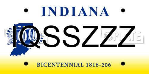 IQSSZZZ Indiana License Plate