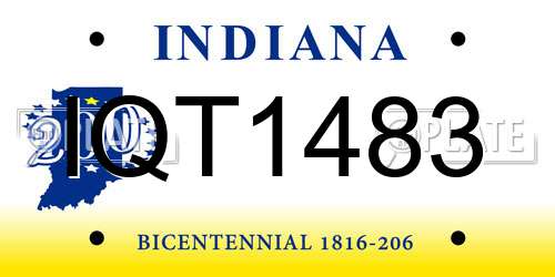 IQT1483 Indiana License Plate