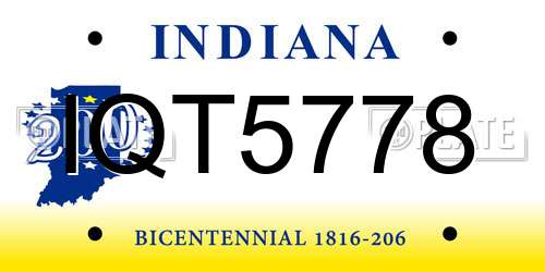 IQT5778 Indiana License Plate